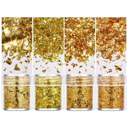 Luxurious Gold Leaf Flakes for Resin and Nail Art Foil Decorative Paper Dazzling Gold Flakes for Artistic Project Nail Decorations