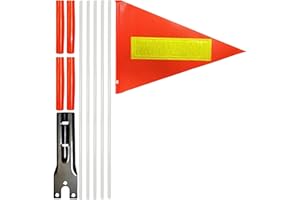 SHUDYEAR Bicycle Safety Flag with Pole, 5ft Adjustable Height Sturdy Polyester Fiberglass Pole, Full Color, Tear Proof, Waterproof, Orange, Reflective on Both Sides (Orange Reflective)