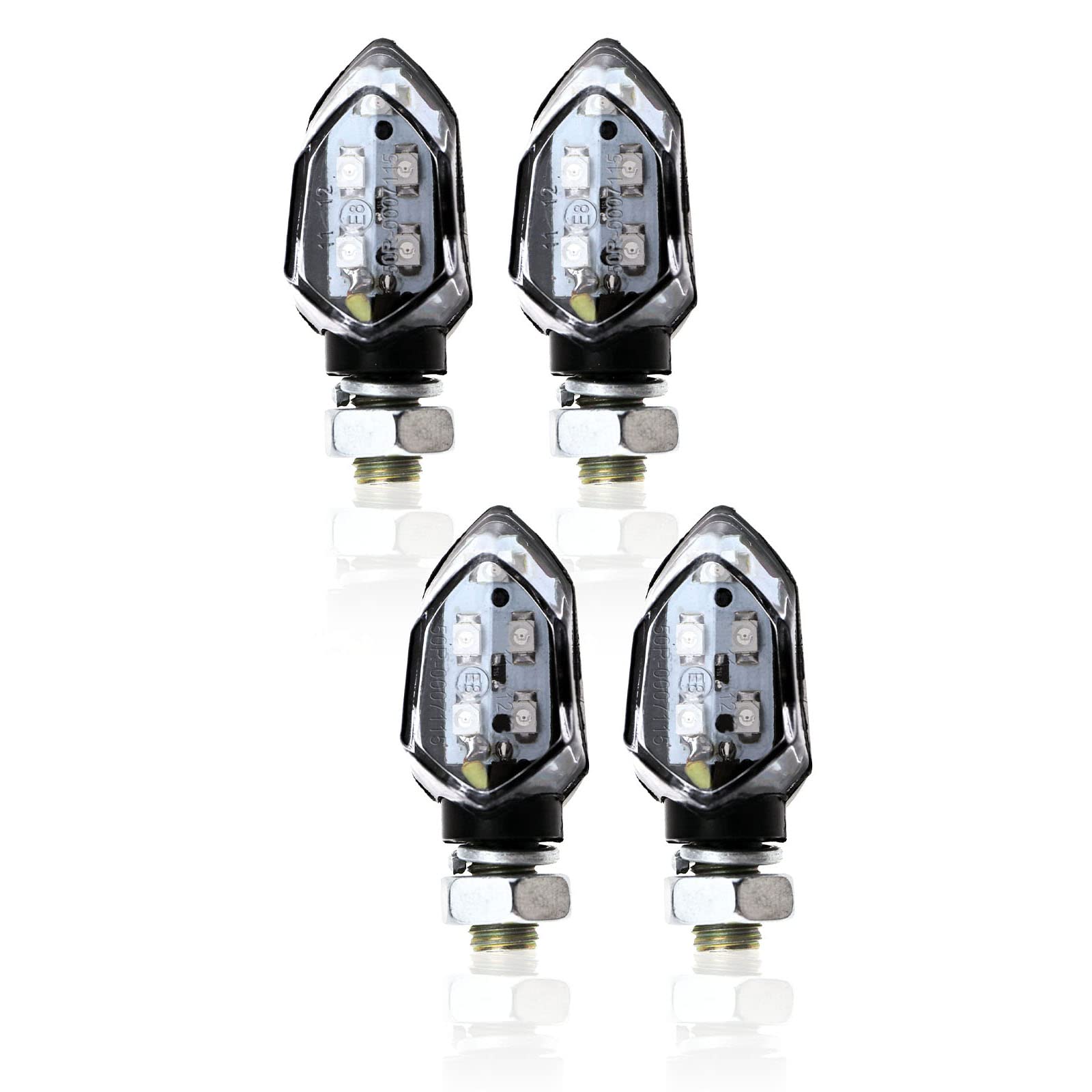 YINETTECH 4x Smoked 5 SMD LED Mini Motorcycle Turn Signals Blinker Amber Indicators Lights