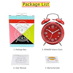 Peakeep 4.5 Inches Twin Bell Loud Alarm Clock for