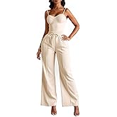 winkbay Women's 2 Piece Going Out Outfits Elegant Sweetheart Neckline Corset Crop Top and Pants Summer Set
