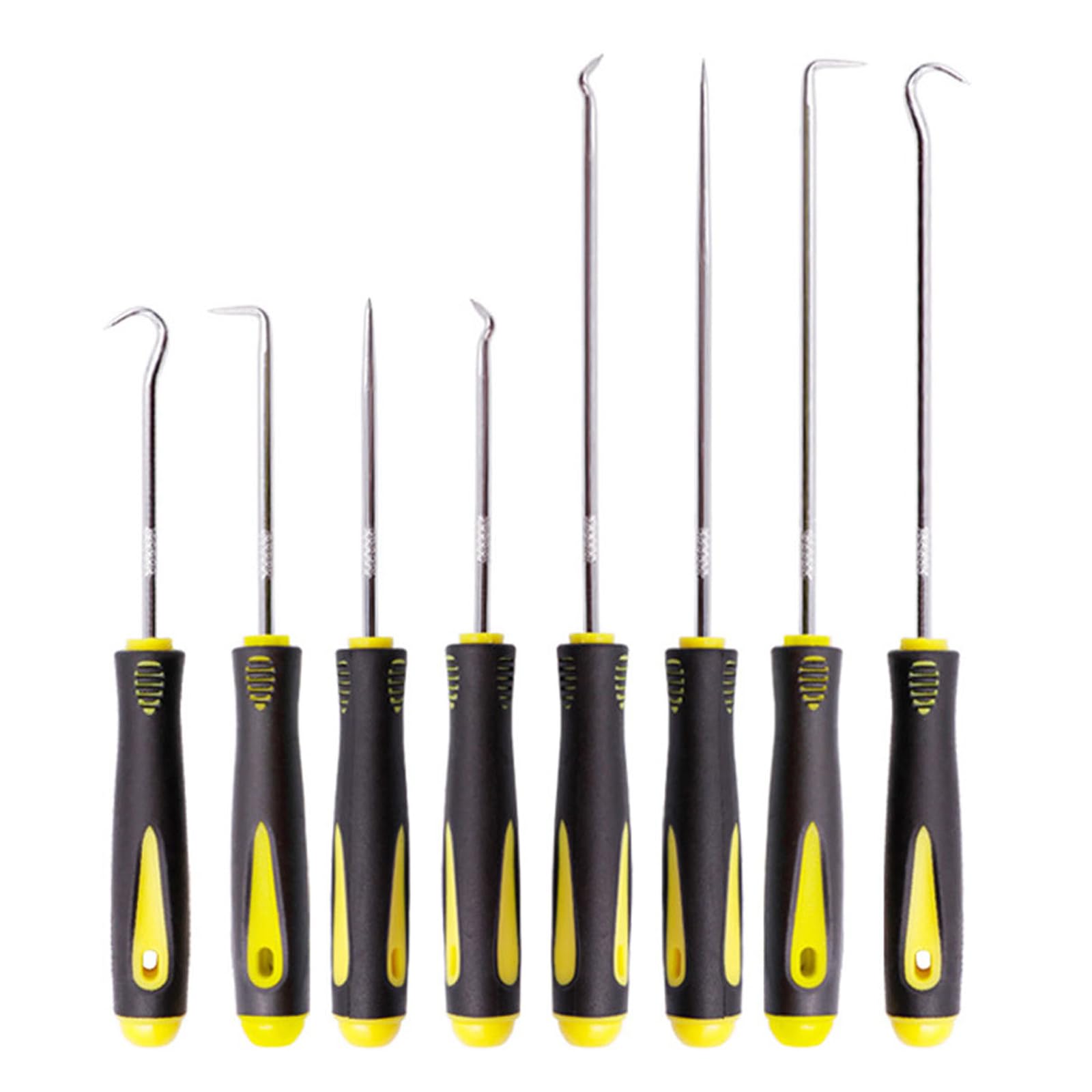 Bamyli Pick Set - Mechanic Tools, 8PCS Professional Hook & Pick Tool Kit for Oil Seal & O-Ring Removal, Gasket & Wire Separation with Long/Short Reach Design
