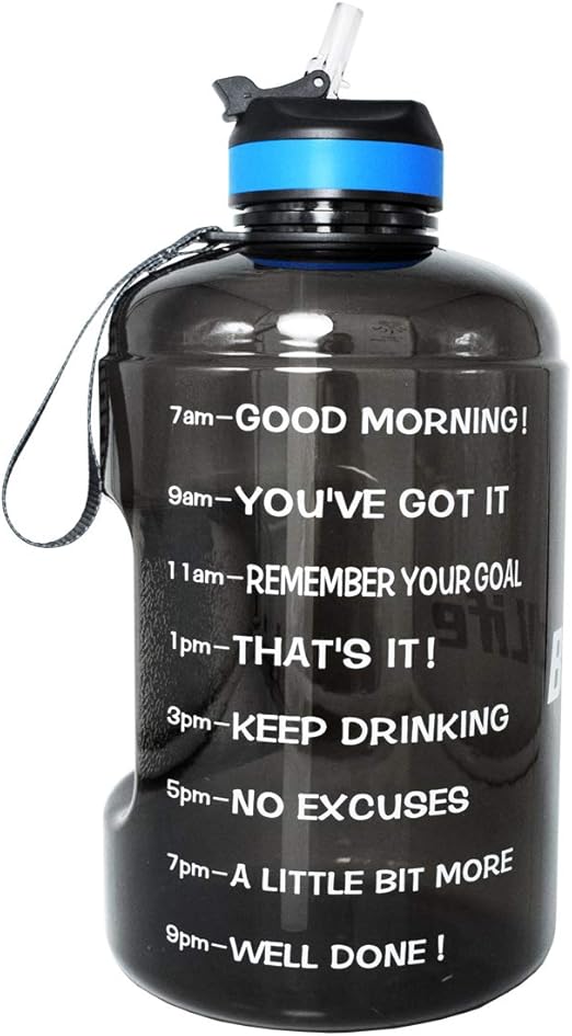 QuiFit 2.2 Litre Straw Water Bottle with Motivational Time Marker