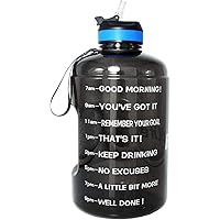 BuildLife Gallon Motivational Water Bottle Wide Mouth with Straw & Time Marked to Drink More Daily,BPA Free Reusable Gym…