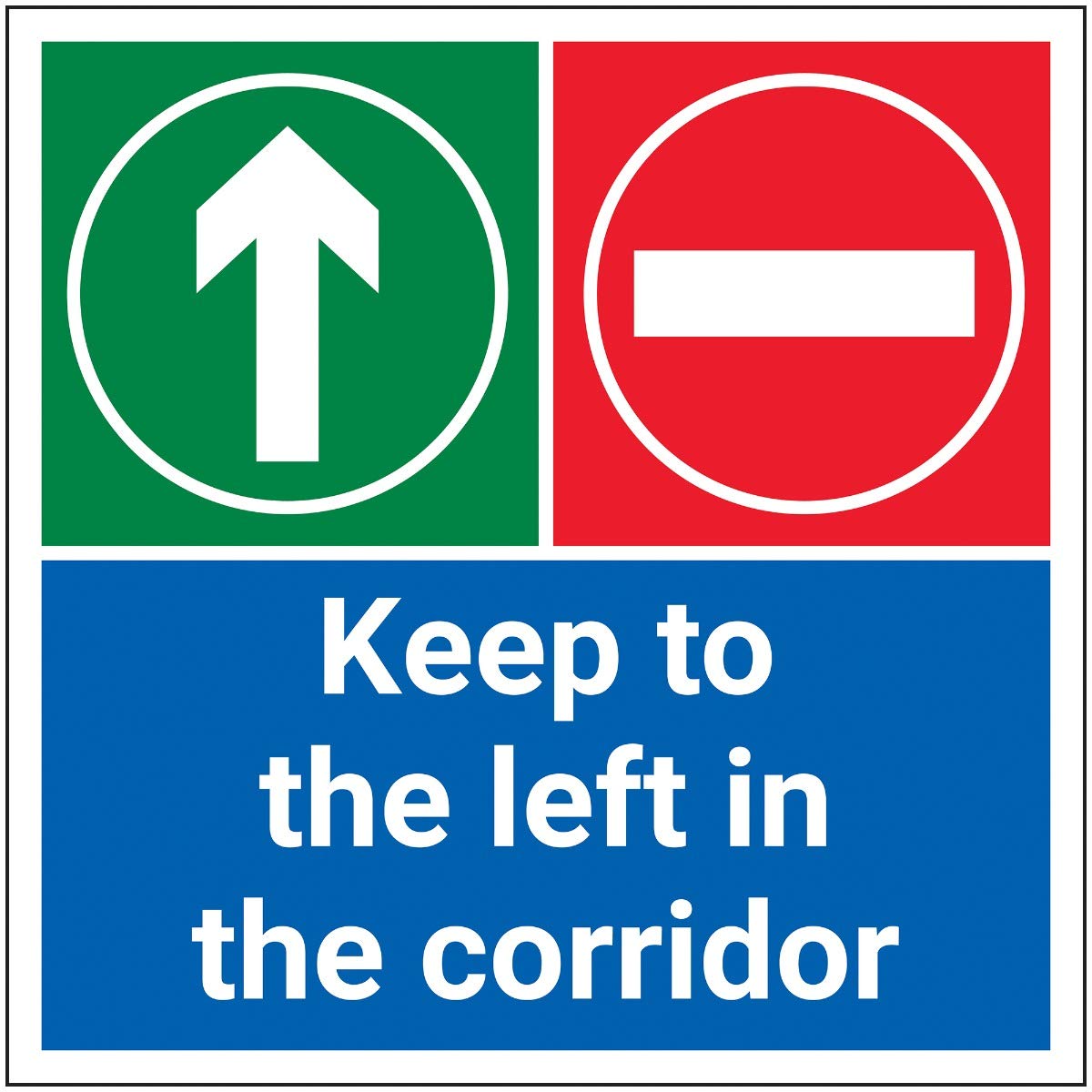 V Safety Keep To The Left In Corridor - 300x300mm - Self Adhesive Vinyl