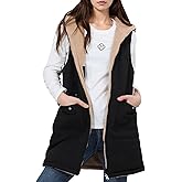 Fecialy Fall Long Vest for Women Sleeveless Reversible Fleece Sherpa Jacket Zip Up Warm Winter Coat Outerwear Vests