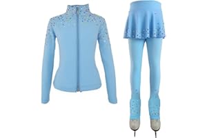 LIUHUO Figure Ice Skating Training Pants Jackets Girls Womens Fleece Shiny Colored Diamond Girl Comfortable Warm Tracksuit
