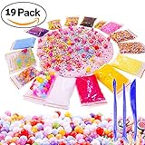 Slime Supplies Foam Beads Making Kit - Pom Poms Fish Bowl Styrofoam Balls Rainbow Loom Fruit Slices 3 Tools Pack Decorative Floral Floam Cloud Crunchy Package DIY Craft Stuff for Girls Boy Kids Adult