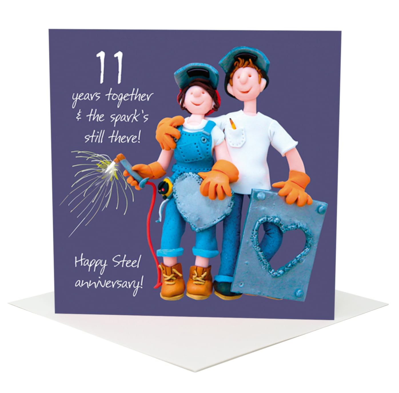 Holy Mackerel 11th wedding anniversary card (steel) designed by Erica Sturla. Card is 15cm square and blank inside for your own message
