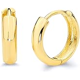 14k REAL Yellow OR White Gold 3mm Thickness Huggie Earrings (12 x 12 mm)