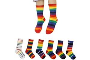 Happy Cherry Kid Socks Soft Light Comfortable Breathable Sweat Absorbent Stretchy Rainbow Stripes Cotton Knee High Socks