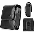 Case for Moto Razr 2024 / Razr+ Plus 2024 / Razr 2023 / Razr Plus 2023/Galaxy Z Flip 6 5 4 Phone Case Leather Vertical Pouch [Belt Loop, Metal Clip, Magnetic Closure] for Samsung Z Flip 6 5G - Black