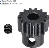 sourcing map RC 32P Pinion Gear 15T 5mm Shaft Carbon Steel Motor Gear for RC view 4