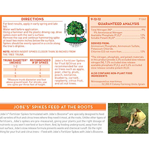 Jobe's Fruit & Citrus Fertilizer Spikes, 5 Spikes