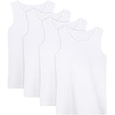 Poroka 4 Pack Toddler Tank Top Boys Cotton Tank Undershirt Kids Sleeveless Undershirts Soft Round Neck Tank Tops