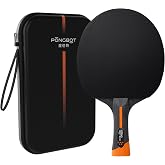 PONGBOT Five-Star Ping Pong Paddle, Professional Level Table Tennis Racket with Hard Case, Carbon Fiber, 7-Ply Blade, Premium Rubber, for Competitive Tournaments and Serious Players
