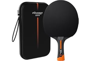 PONGBOT Five-Star Ping Pong Paddle, Professional Level Table Tennis Racket with Hard Case, Carbon Fiber, 7-Ply Blade, Premium