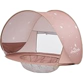 Monobeach Baby Beach Tent with Pool: Brown Stars Pop Up Sun Shade Tent for Toddler, UV Protection Portable Outdoor Shelter, Foldable Camping Canopy for Beach, Backyard &amp; Travel