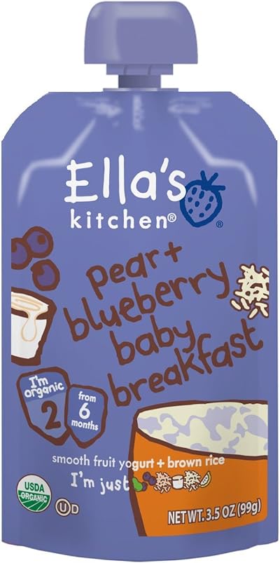 Ella's Kitchen Stage 1 Organic Baby Brekkie Blueberry Pear 6 Pack
