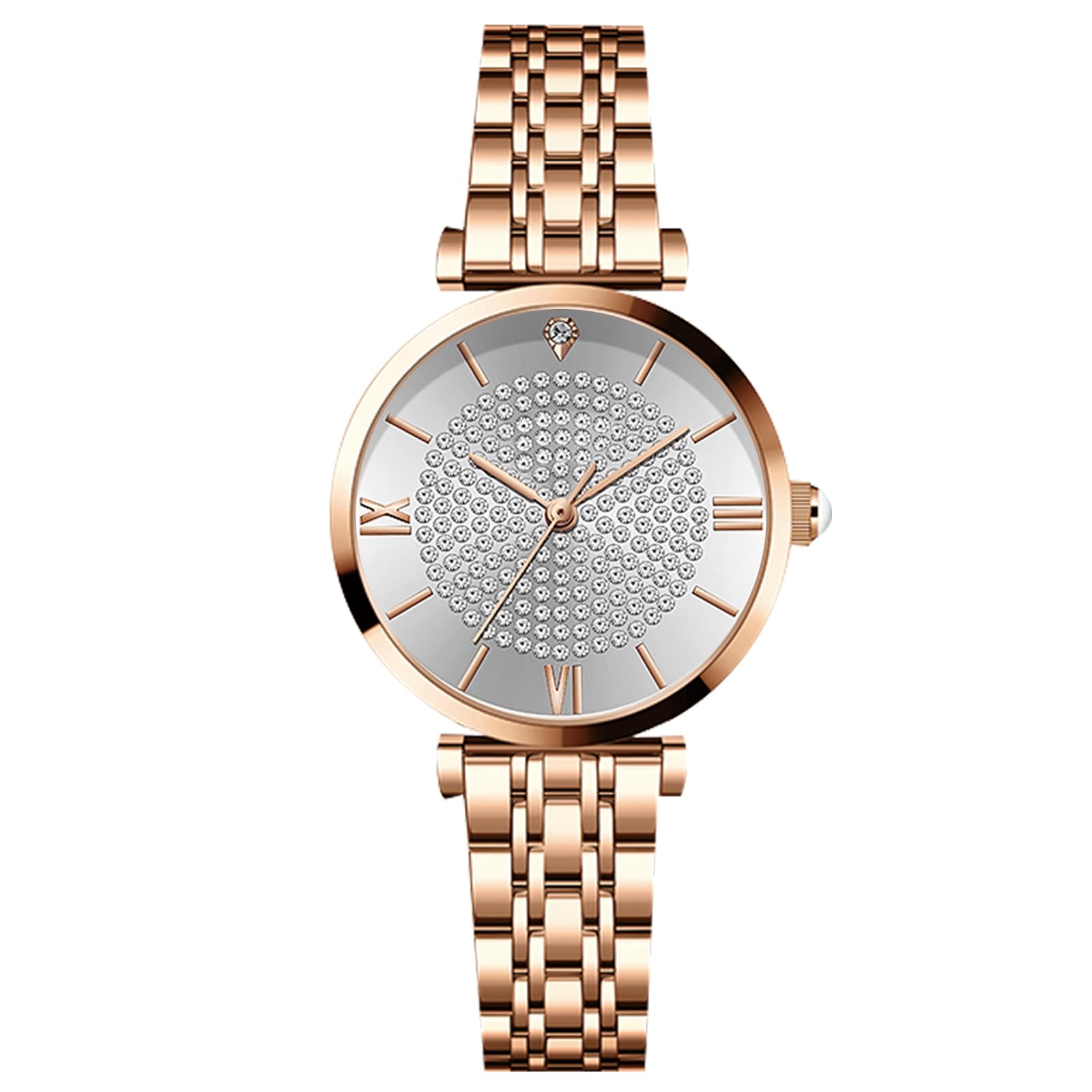 RORIOS Women Watches Waterproof Analogue Quartz Watch with Stainless Steel Strap Rhinestone Wrist Watch Fashion Dress Watch for Ladies Girls