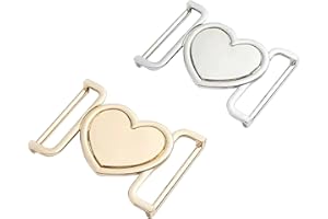 QetBarley Two-piece set of gold and silver heart-shaped metal roller buckles, metal decorative buckles