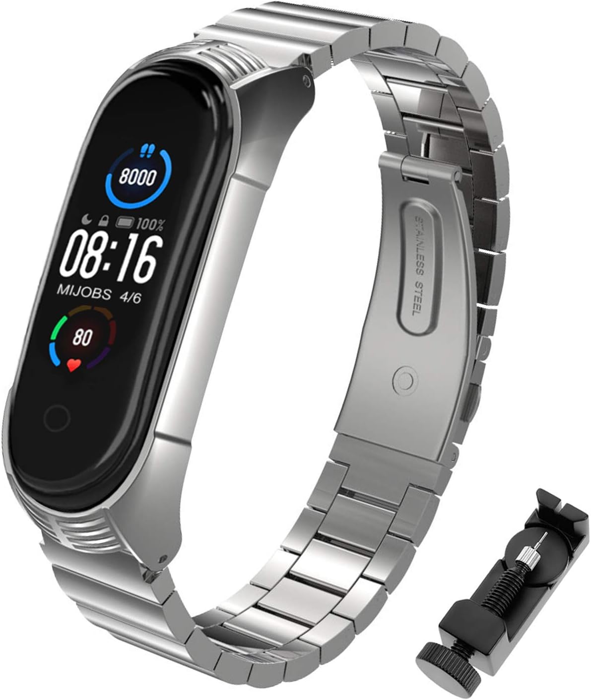 MIJOBS Correa de Metal para Mi Band 5 Correas de Reloj Inteligente para Mi Band 4 Pulseras de Acero Inoxidable Pulsera de Repuesto Compatibles con ...