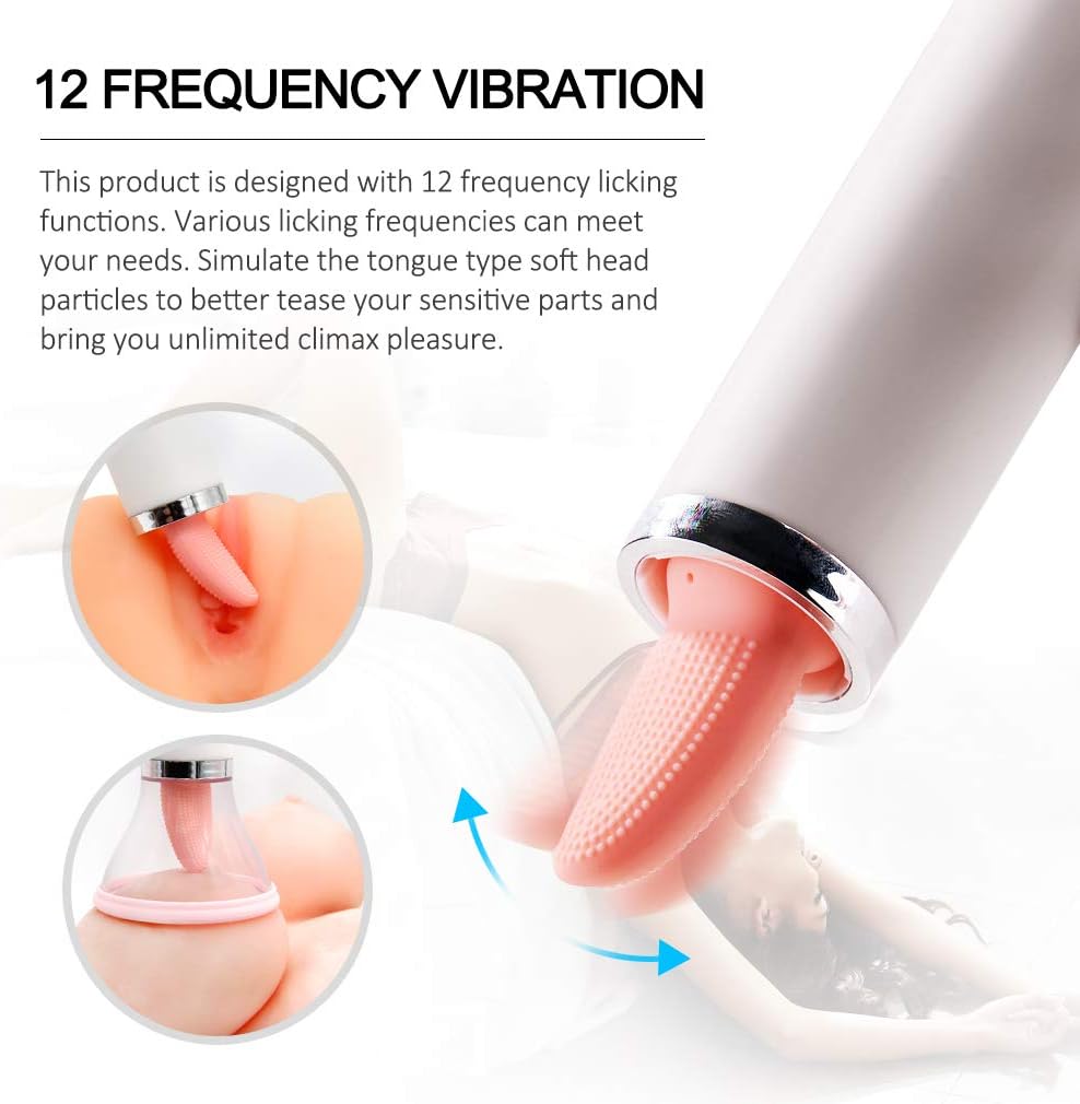 9.6 Inch Wireless Pussey Massage Stimulation Tool - 12 Different Vibration&Licking Modes - USB Rechargeable Female Vibrarator Suction, Safe Skin-Friendly Medical Silicone, 100% Waterproof, Tshirt