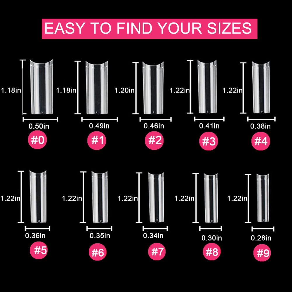 Clear Acrylic Square Nail Tips, SWETIDY 500pcs No C Curve XL Long Square Shaped Straight Fake Nails Flattened Half Cover Artificial Nails with Box for Nail Salon Professional and DIY Nail Art 10 Sizes - Image 2