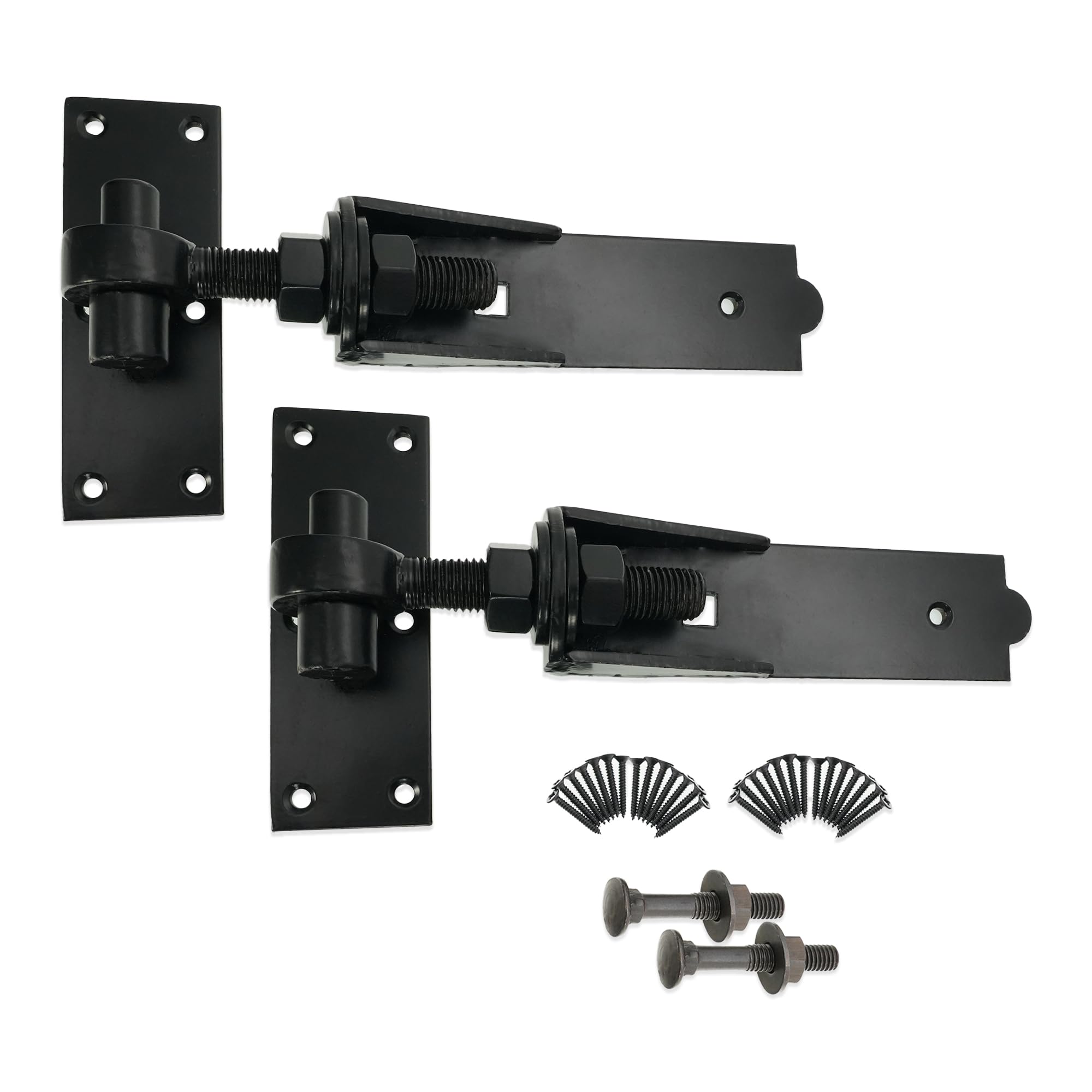 Infinity Decor Hook and Band Hinges Straight/Cranked/Adjustable, for Garden or Garage Gates in Epoxy Black (2xAdjustable Hinges, 10 Inch)