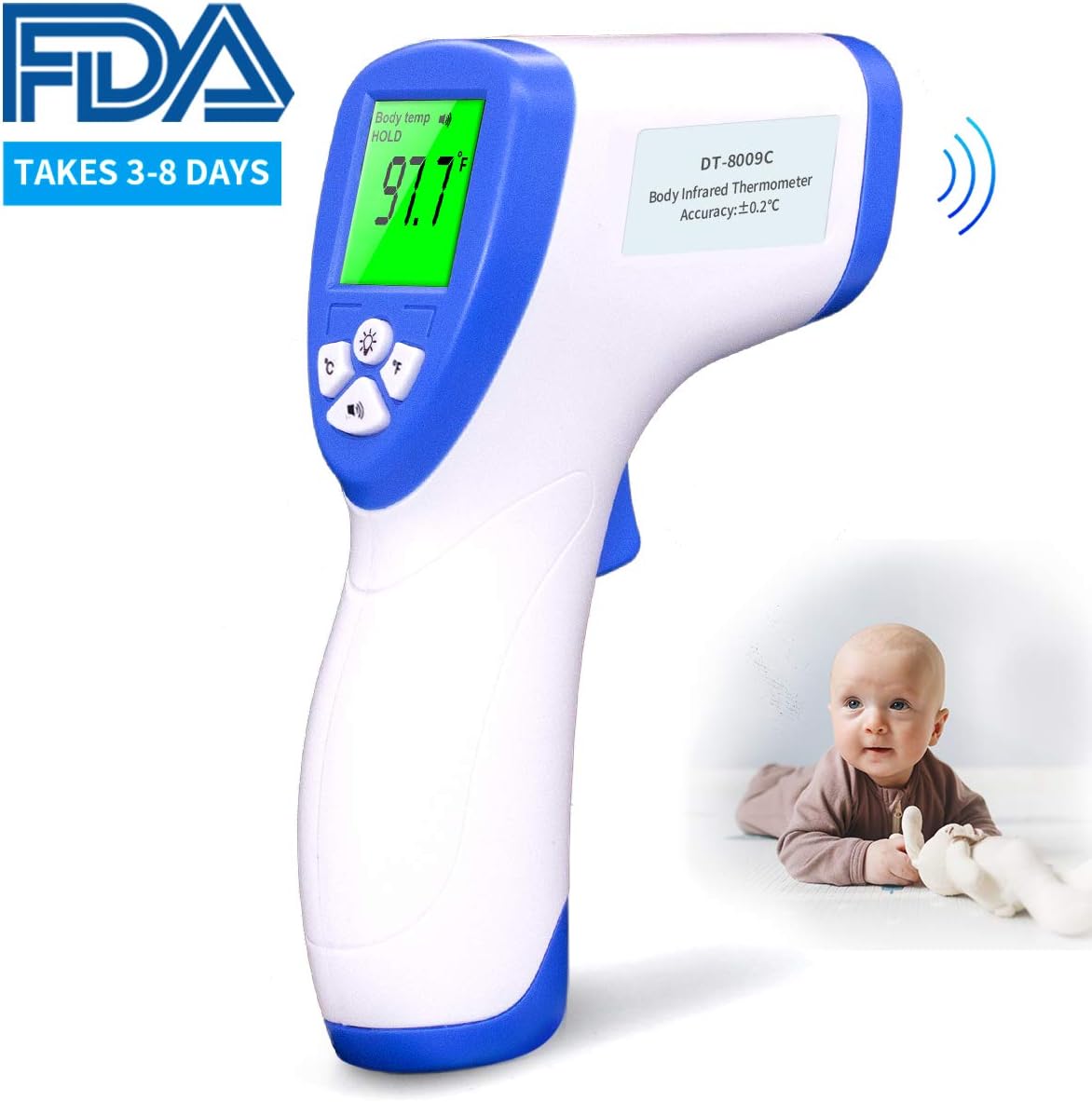 Forehead Thermometer for Adult and Kids Digital Infrared Thermometer Non-Contact Accurate Temperature Gun, Portable Thermometer, Instant Reading Temperature