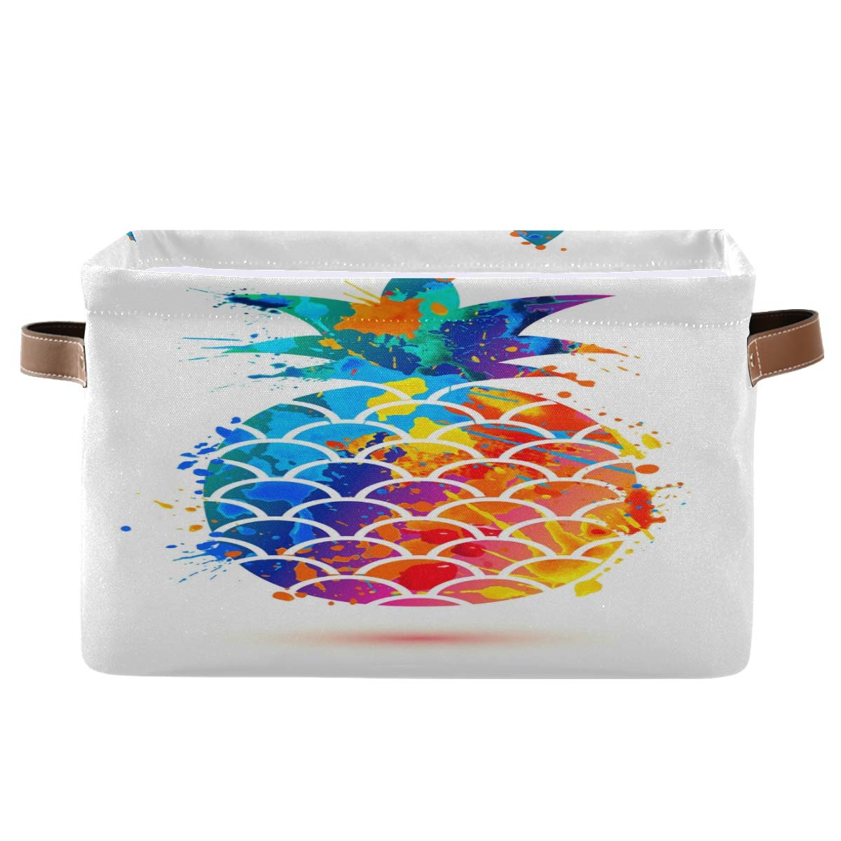 BIGJOKE Aufbewahrungskorb mit tropischem Ananas-Aufdruck, würfelförmig