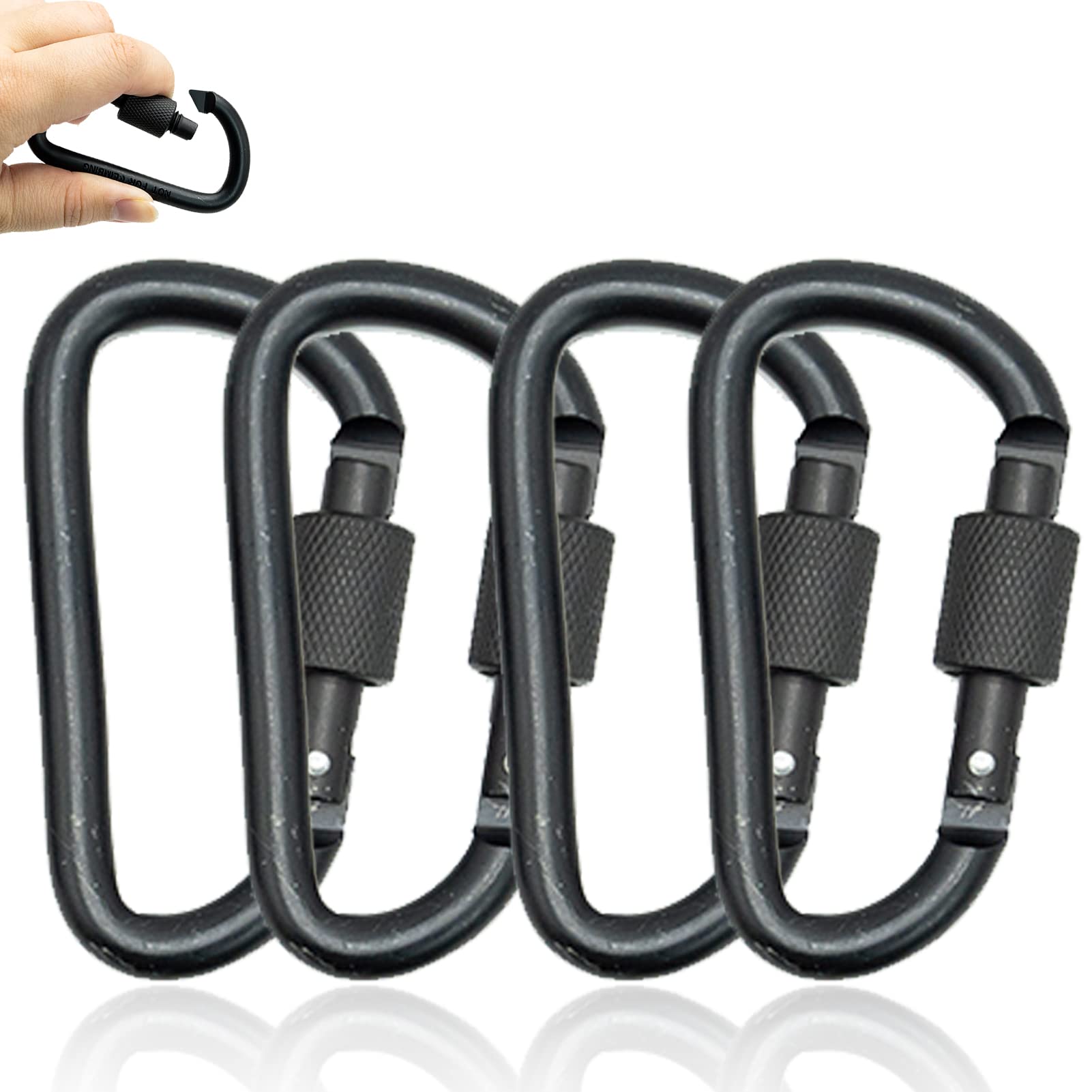 SZXMDKH 4Pcs Locking Carabiner Clips, D-Ring Carabiners with Screw Lock, Duty Aluminum Alloy Locking Key Chain Carabiner Clip Hook for Camping Hiking
