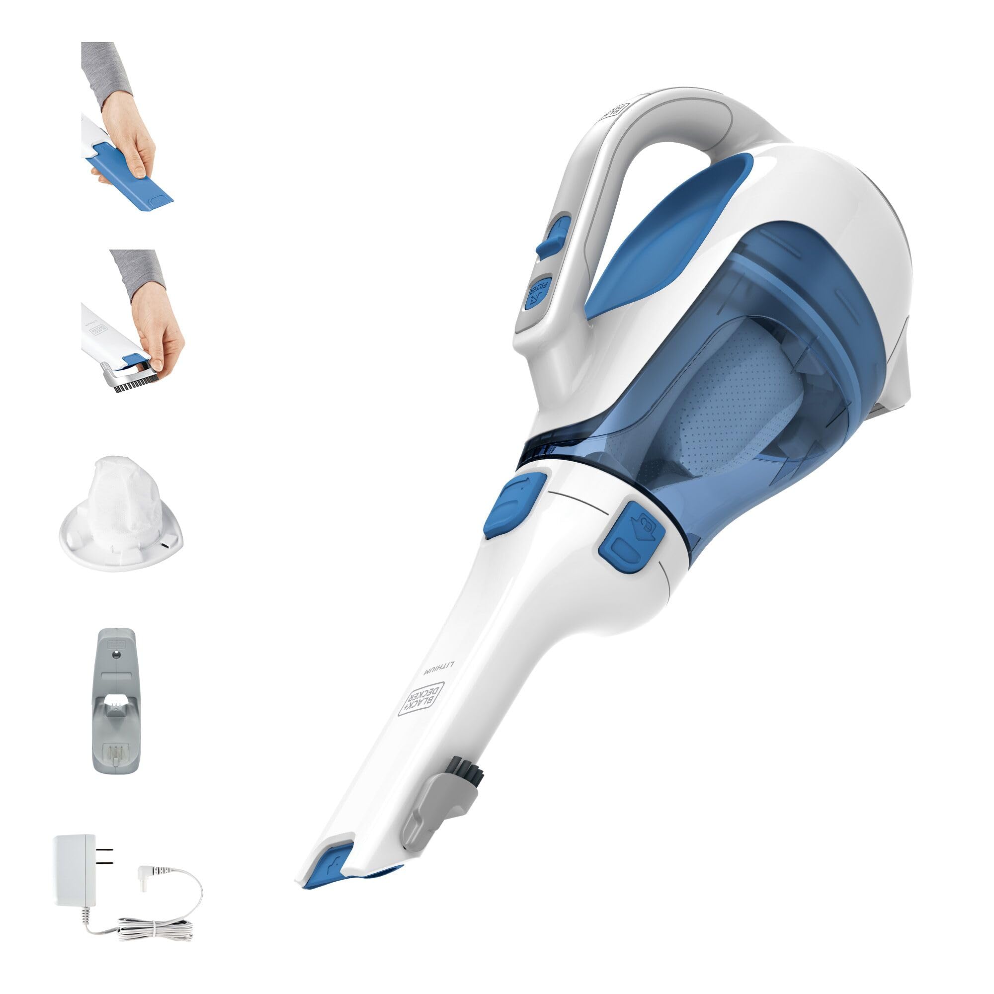 BLACK+DECKER Dustbuster Aspiradora de Mano, Aspiradora de Coche Inalámbrica Portátil 12V, con Boquilla Giratoria y Extensible (HHVI320JR02)