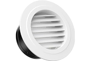 HG Power 6 Inch Round Air Vent, ABS Louver Grille Cover with Built-in Screen Mesh, White Soffit Vent for Bathroom Office Kitchen Ventilation - Opening Size 5.66"