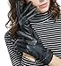 LETHMIK Winter Driving Leather Gloves Womens Touchscreen Texting Fleece Lined with Rivet Cuff Black-M