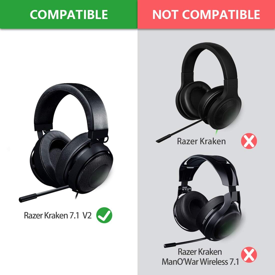 Geekria Replacement Ear Pads for Razer Kraken 7.1 Chroma V2 USB Gaming Headset Headphones Ear Cushions, Repair Parts (Black) - Image 4