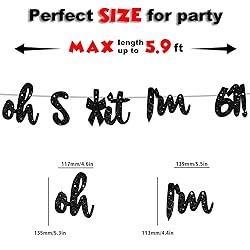 Oh I’m 61! Banner Backdrop Glitter Black Hallo