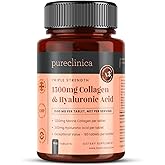 pureclinica 1500mg UltraColl Collagen (1200mg) and Hyaluronic Acid (300mg) x 180 Tablets - 6 Months Supply