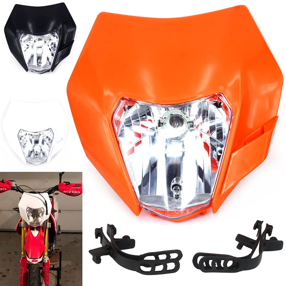 JFG RACING Orange Universal S2 12V 35W Motorcycle Halogen Headlights Head Lamp Fairing Light For EXC250 SX250 SXF250 EXC450 SX350 SXF450 EXC525 640LC4