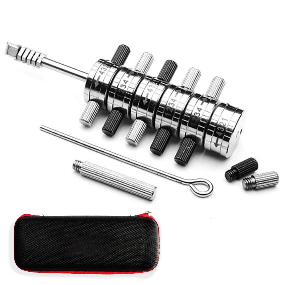 Loboo Idea Premium Locksmith Tibbe Lock Pick/Decoder with Leather Case, 6 Cylinder Reader Automotive Lock Pick Tools Locksmith Tools