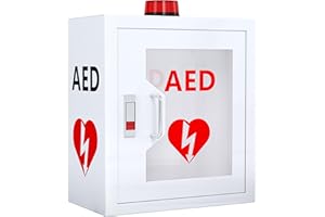 NLShan Wall-Mounted AED Cabinet: Steel Defibrillator Storage Case with Alarm & Handle - Fits Zoll/Cardiac Science/Physio-Control All aed Brands (14.2" Wx7.9 Dx15.8 H)