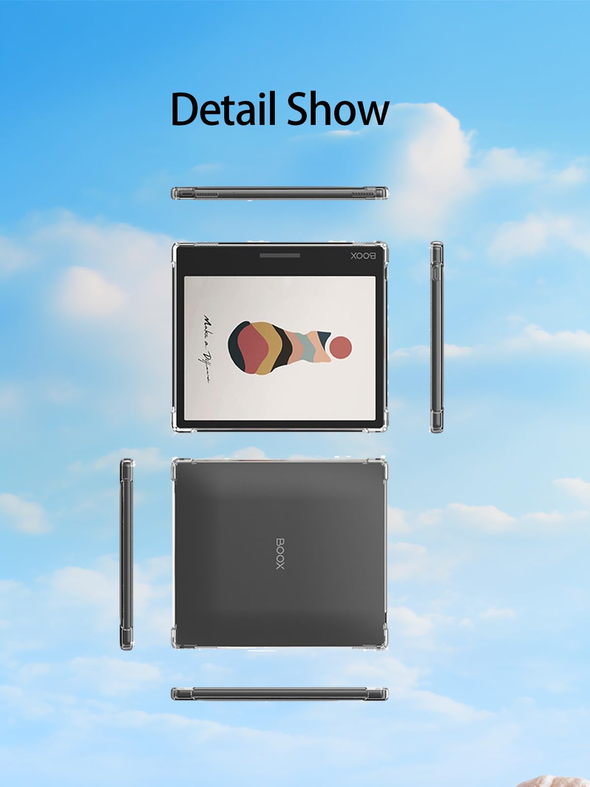 for Onyx Boox Go Color 7(1/2th Gen,2024/2025 Released)/Leaf2/Leaf3/Leaf3 C/Boox Page/Boox Galileo e-Reader Case,Thin Slim Lightweight Scratch Proof,Protection Silicone Rubber TPU Cover (Clear).