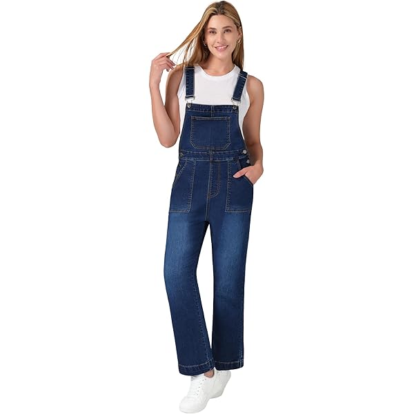 Amazon.com: Lana Roux Button Bib Star Print Denim Jumpsuit