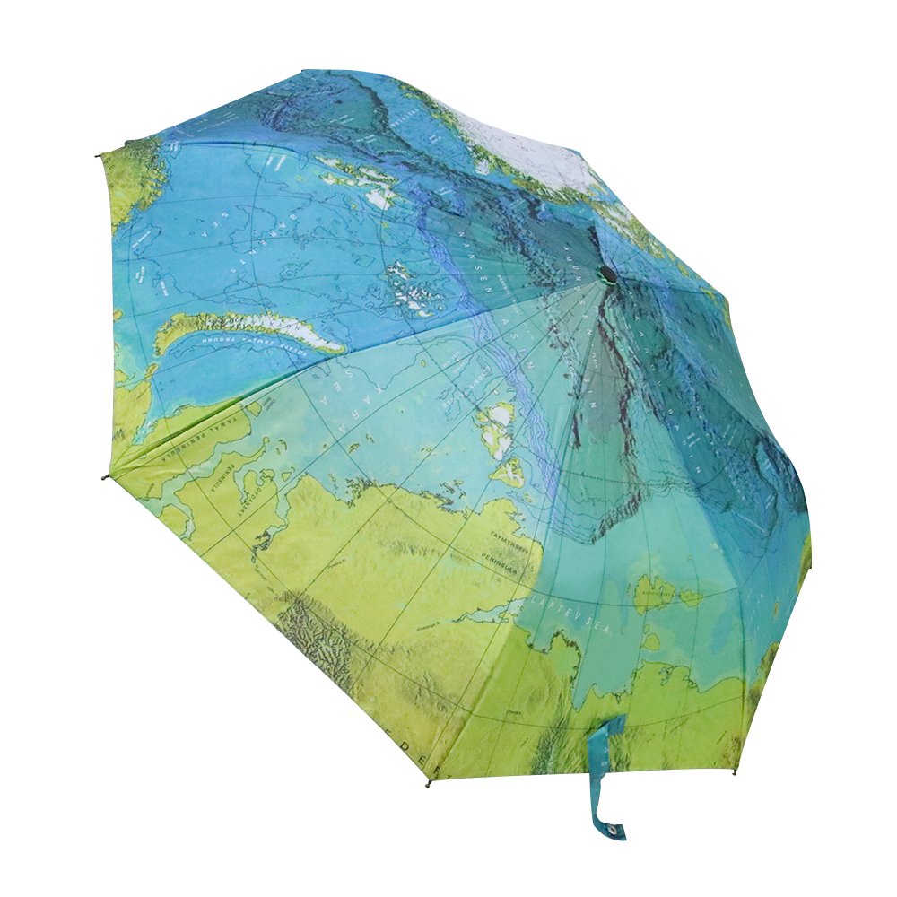 Elehere World Map Umbrella Automatic Folding Reinforced Windproof UV-coating 3 Fold with Bag Travel Umbrella Fordable & Portable Parasol with Ultra Comfort Handle