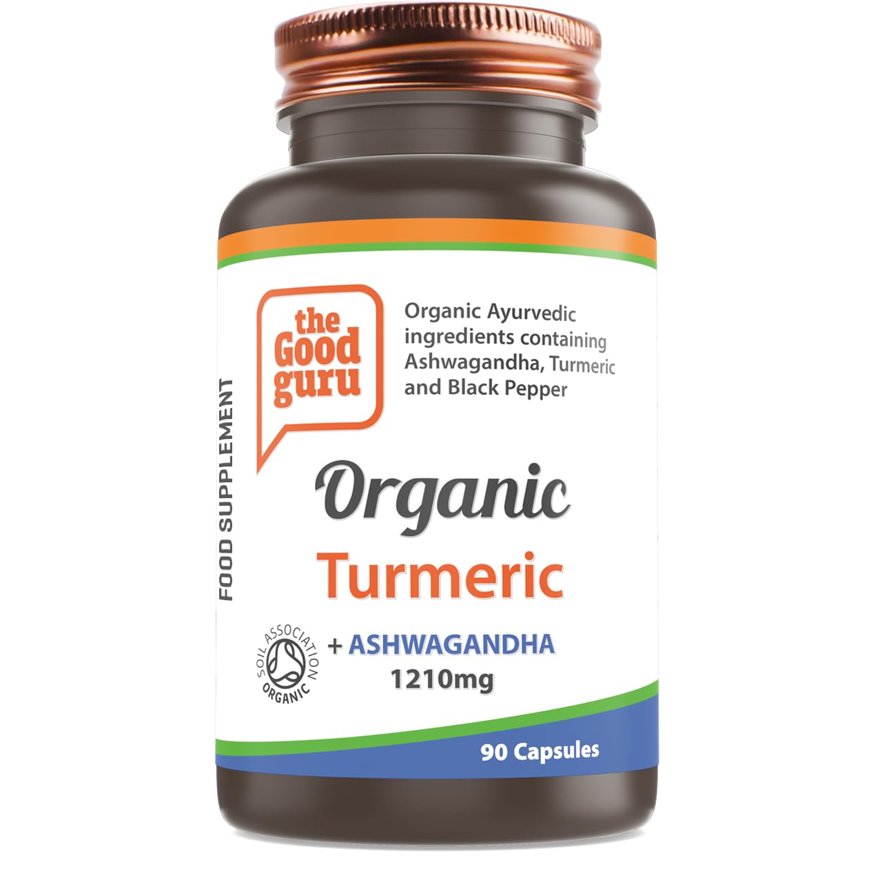 Organic Turmeric + Ashwagandha + B.Pepper (90 Capsules 1,210mg Per Serving) by | Ashwaganda Tablets for Immunity, Digestive Aid, Skin Care, Weight Loss | Painkiller and Powerful Superherb