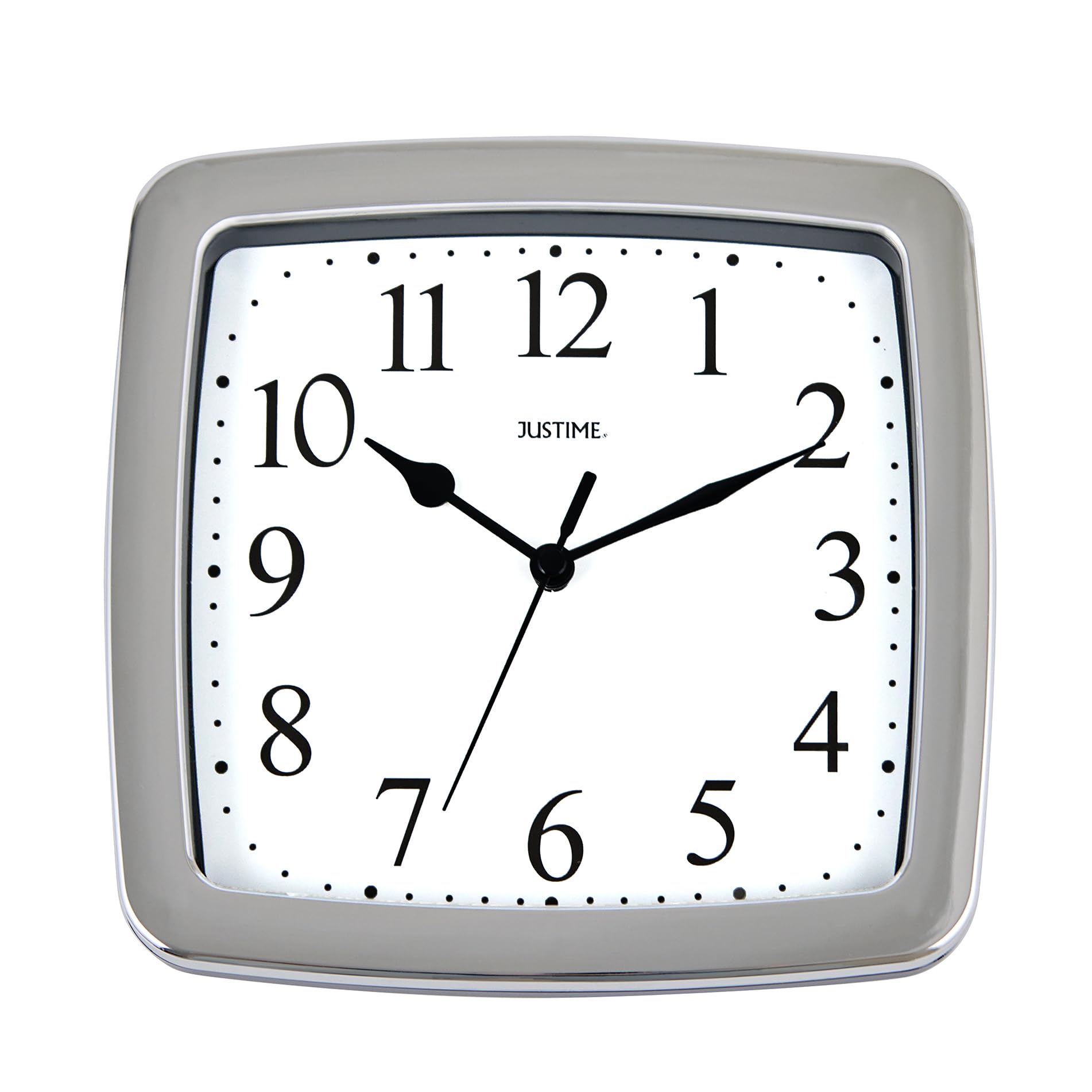 JUSTIME 8.5 Inch Water Resistant Square Wall Clock, Silent Non-Ticking, Wall Clocks Battery Operated, Modern Analog Clock for Living Room, Office, Bathroom, Bedroom, Kitchen, RVs, Boats