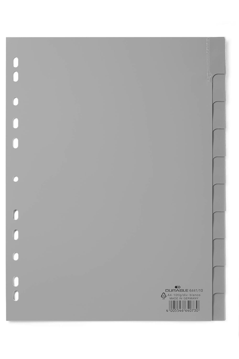 A4, 12 secciones color gris Durable 641010 Separadores para archivador
