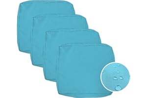 VAKADO Outdoor Patio Furniture Chair Cushion Replacement Covers Set of 4 Waterproof Decorative Cushion Cases Decor for Bench Garden Porch Couch Tent(Turquoise, 24"X24"X4")
