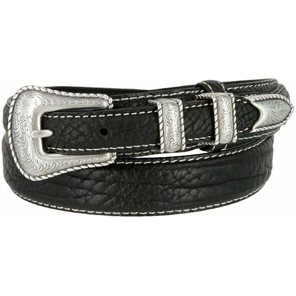 Silver Engraved Rope Edge Buckle Set Oil-Tanned Genuine  display picture 1