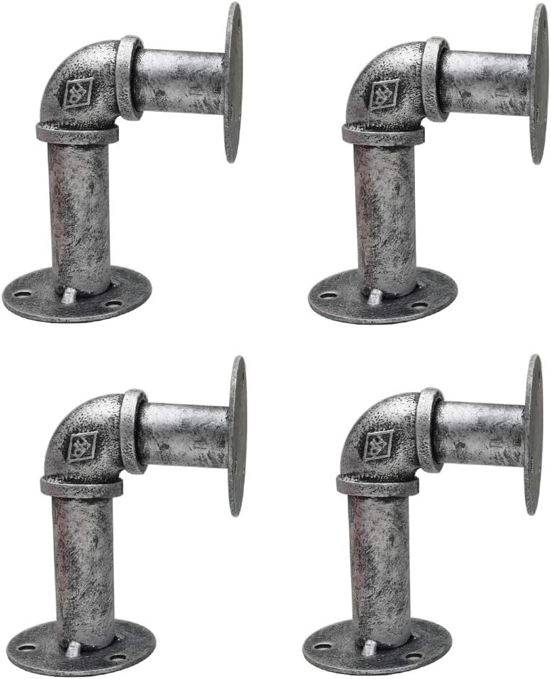 13×10cm Super Strong Iron Pipe Self Brackets Shelf Supports Wall Mounted Floating Shelves(Silver and Black) (4)